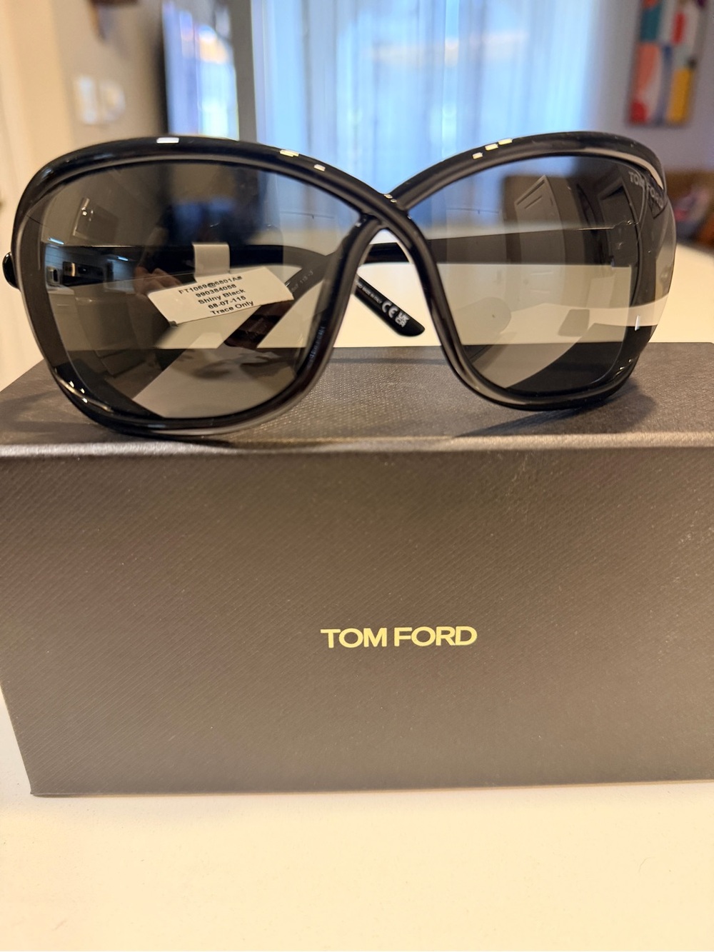 Tom Ford Black Oversized Wrap Sunglasses